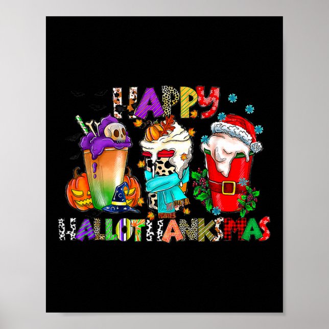 Halloween-Thanksgivingen jul Lycklig HalloTack Poster (Framsidan)