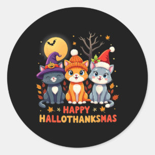 Halloween-Thanksgivingen jul Lycklig HalloTack Runt Klistermärke