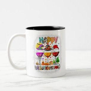 Halloween-Thanksgivingen jul Lycklig HalloTack Två-Tonad Mugg