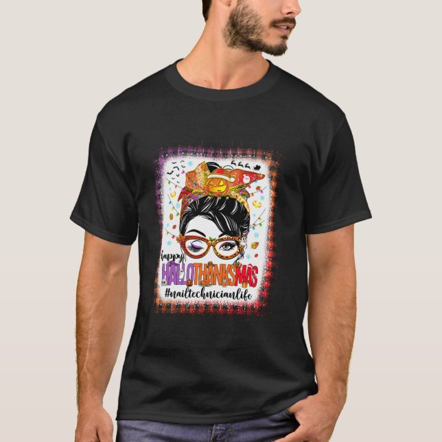 Halloween-Thanksgivingen Jul Nail Technician L T Shirt (Framsida)