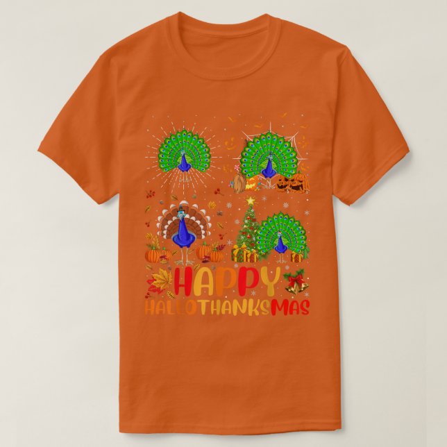 Halloween-Thanksgivingen Jul Peacock Bird Hall T Shirt (Design framsida)