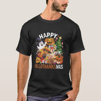 Halloween-Thanksgivingen jul Turkiet Lycklig Hall T Shirt