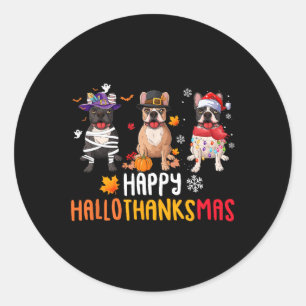 Halloween-Thanksgivingen Juldag-Fransken Bull Runt Klistermärke