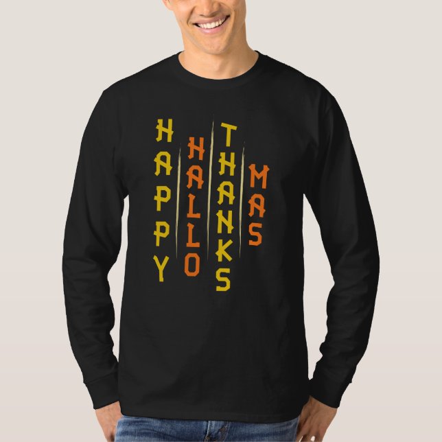 Halloween-Thanksgivingens Jul - enkel typografi T Shirt (Framsida)