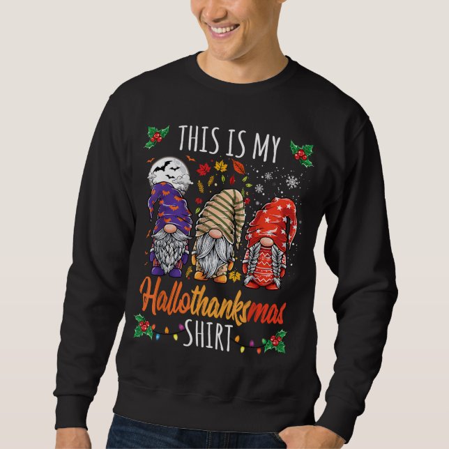Halloween-Thanksgivingens julklapp HalloTack Lång Ärmad Tröja (Framsida)