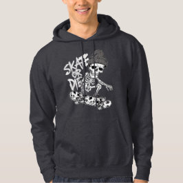 Halloween-Thated Skeleton Skateboarder Art: Styliz Hoodie