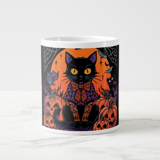 Halloween,The Pumpkin Patch Prowler ,Svart Katt Jumbo Mugg (Framsidan)