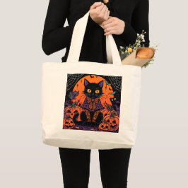 Halloween,The Pumpkin Patch Prowler ,Svart Katt Jumbo Tygkasse