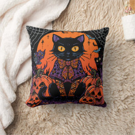 Halloween,The Pumpkin Patch Prowler ,Svart Katt Kudde