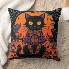 Halloween,The Pumpkin Patch Prowler ,Svart Katt Kudde