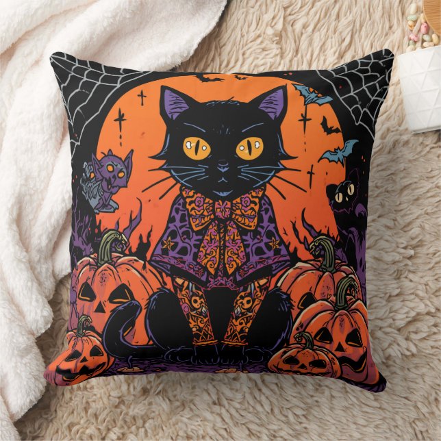 Halloween,The Pumpkin Patch Prowler ,Svart Katt Kudde (Filt)
