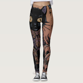 Halloween,The Pumpkin Patch Prowler ,Svart Katt Leggings