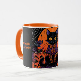 Halloween,The Pumpkin Patch Prowler ,Svart Katt Mugg