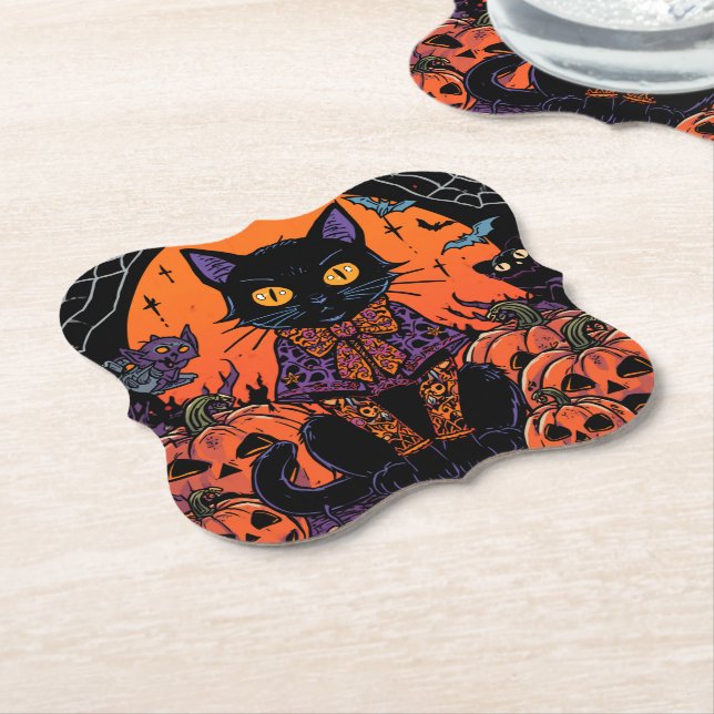 Halloween,The Pumpkin Patch Prowler ,Svart Katt Underlägg Papper (Vinklad)