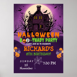 Halloween Theme Barns födelsedag Party Poster