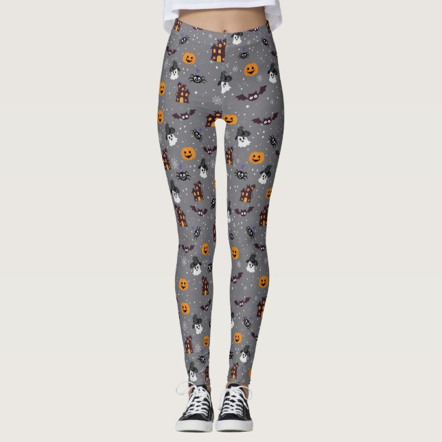 Halloween Theme Grått Leggings (Framsida)