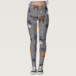 Halloween Theme Grått Spooky Leggings