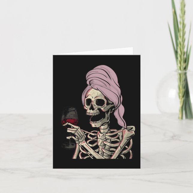 Halloween Theme Skeleton Vin Kort (Framsida)