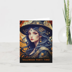 Halloween Theme Tattooed Witch Party-inbjudan Kort