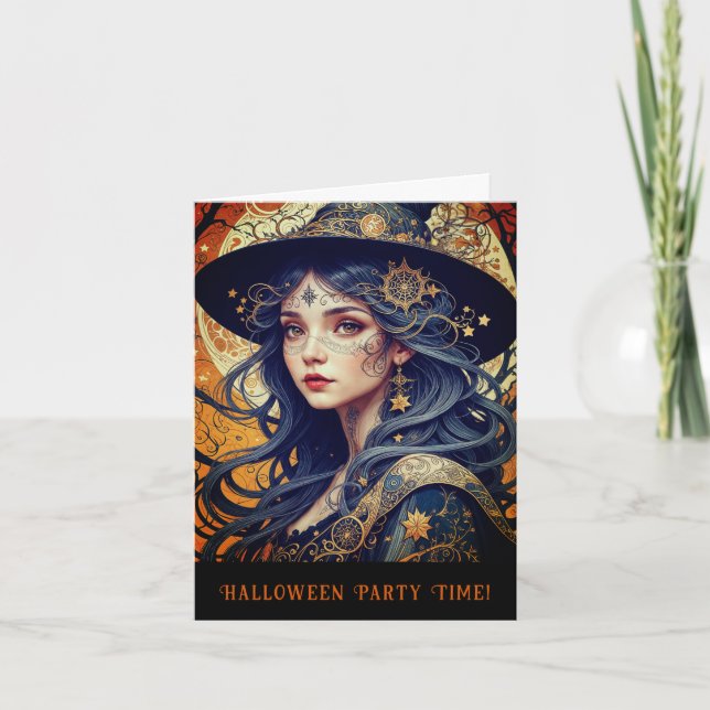 Halloween Theme Tattooed Witch Party-inbjudan Kort (Framsida)