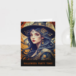 Halloween Theme Tattooed Witch Party-inbjudan Kort