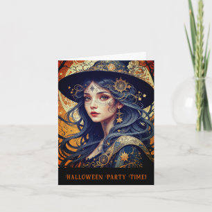 Halloween Theme Tattooed Witch Party-inbjudan Kort
