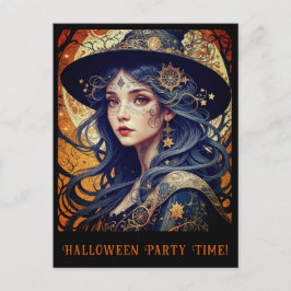 Halloween Theme Tattooed Witch Party-inbjudan Vykort