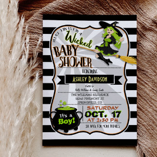 Halloween Theme Witch Baby Shower-inbjudan Inbjudningar