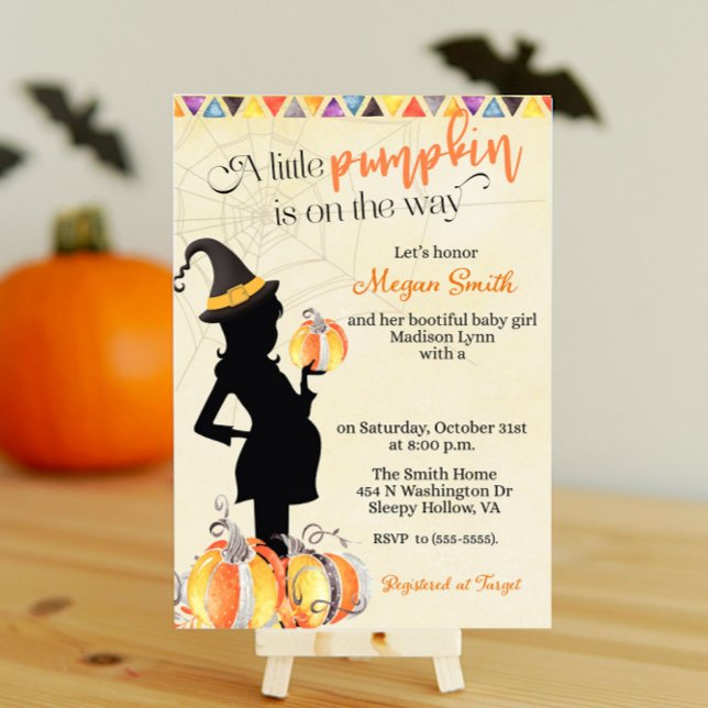 Halloween Theme Witch Baby Shower-inbjudan Inbjudningar (Skapare uppladdad)