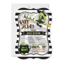Halloween Theme Witch Baby Shower-inbjudan