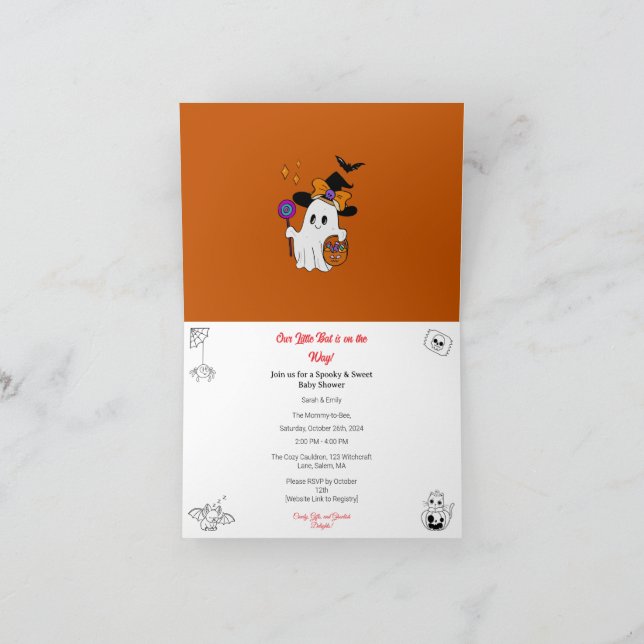 Halloween Themed Baby Shower Invite Tack Kort (Inuti)