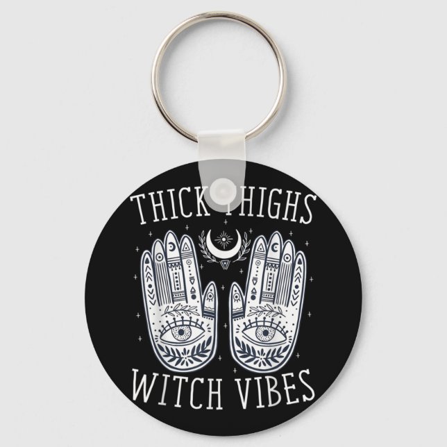 Halloween Thick Thighs Witch Vibes Nyckelring (Framsida)