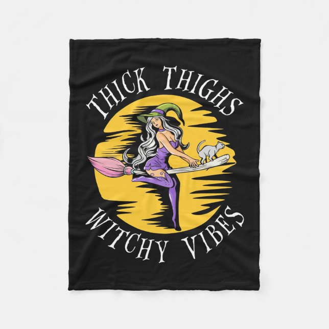 Halloween Thick Thighs Witchy Vibes Fleecefilt (Framsidan)