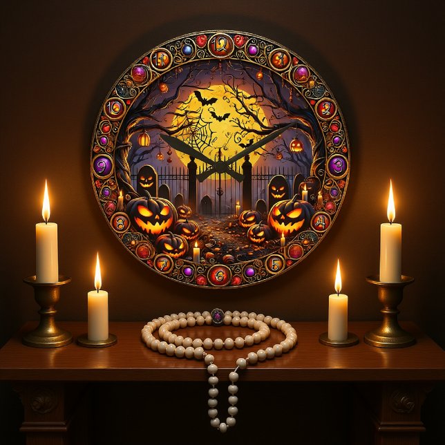Halloween Thmet Haunted Harvest Stor Klocka (Skapare uppladdad)