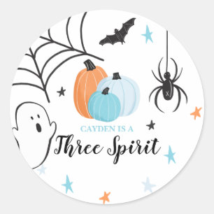 Halloween Three Spirit Födelsedag Blå Pumpor Runt Klistermärke