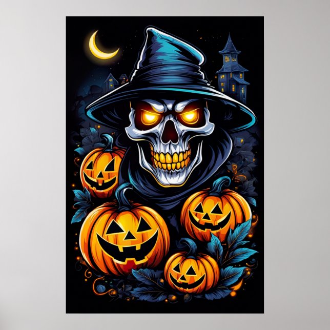 Halloween Thrills med denna Glowing Eyed Skeleton Poster (Framsidan)