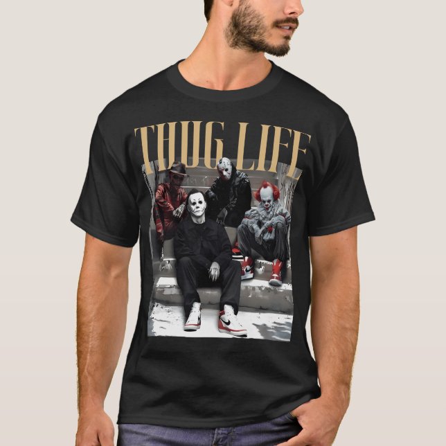 Halloween Thug Life T Shirt (Framsida)