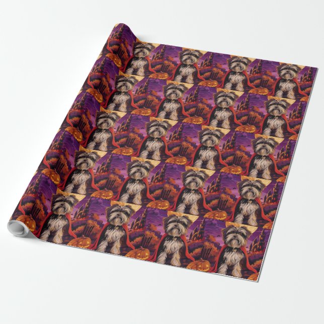 Halloween Tibetansk Terrier Vampyr Pumpa Skräck  Presentpapper (Utrullad)