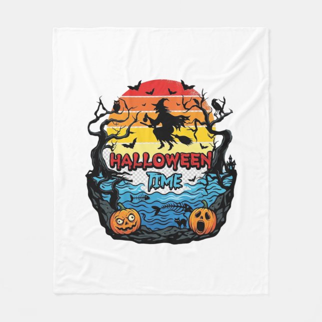 Halloween Tid Hekspumpor Fladdermöss Solnedgång_1 Fleecefilt (Framsidan)