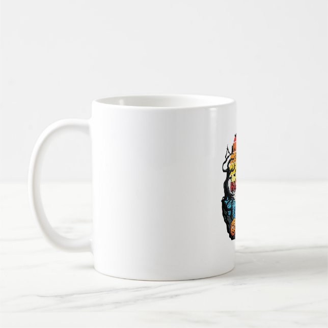 Halloween Tid Hekspumpor Fladdermöss Solnedgång_1 Kaffemugg (Vänster)