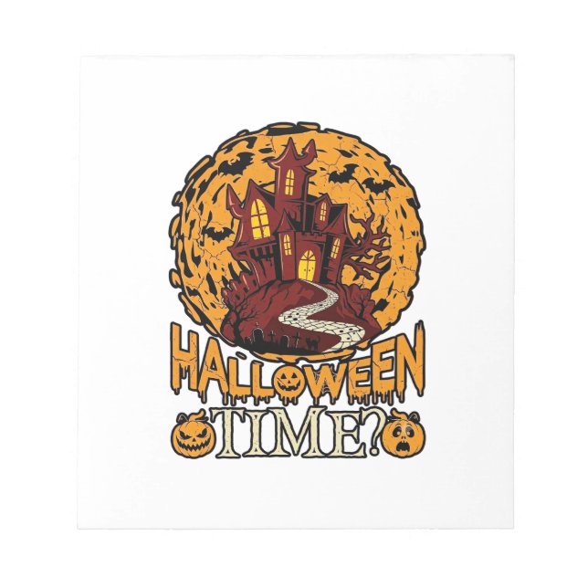 Halloween Tid Spökhus Fullmåne Pumpa Anteckningsblock (Framsida)