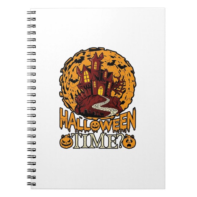 Halloween Tid Spökhus Fullmåne Pumpa Anteckningsbok (Framsidan)