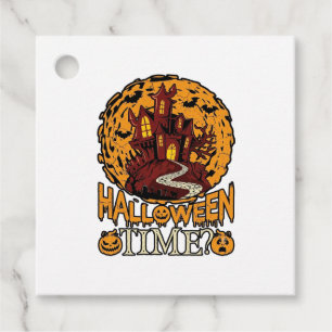 Halloween Tid Spökhus Fullmåne Pumpa Gåvor Etiketter
