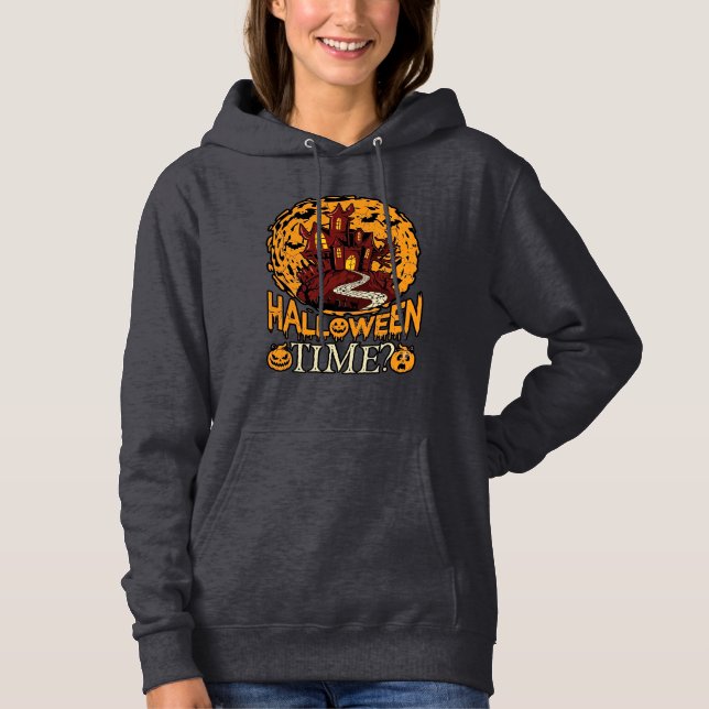 Halloween Tid Spökhus Fullmåne Pumpa T Shirt (Framsida)