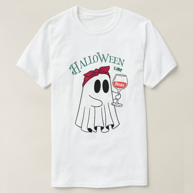 Halloween Tiden Spöklik T Shirt (Design framsida)