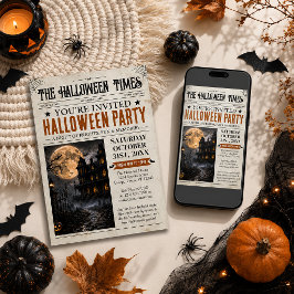 Halloween Tidningsinbjudan, Halloweenfest Inbjudningar