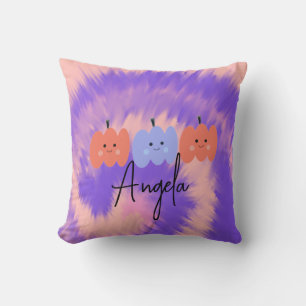 Halloween Tie Dye Pumpa Handritad   Kudde