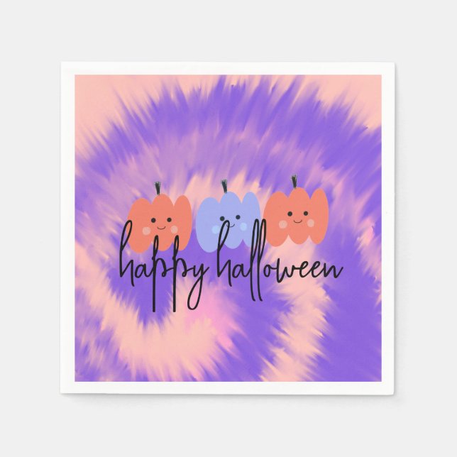 Halloween Tie Dye Pumpa Handritad   Pappersservett (Framsidan)