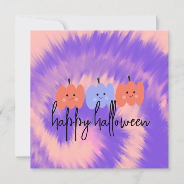 Halloween Tie Dye Pumpa Handritat Kort (Framsida)
