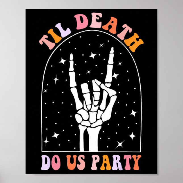 Halloween Til Death do Us Party Retro Bachelorette Poster (Framsidan)